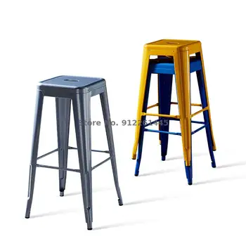 Современный простой железный барный стул, легкий роскошный барный стул с высокой ножкой из скандинавского металла, стойка регистрации, уличный бар, кофейня, столы и стулья