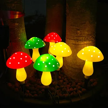 Солнечный грибной светильник Садовый декор на открытом воздухе 8 Режимов Водонепроницаемый Грибной светильник Дорожка Пейзаж Двор Пасха Хэллоуин Рождество Солнечный свет