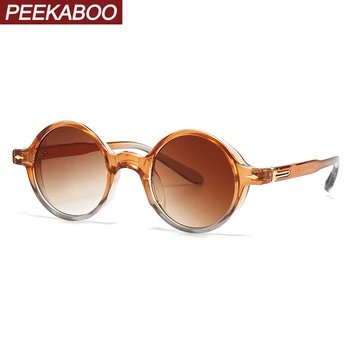 Солнцезащитные очки Peekaboo в маленькой оправе в стиле ретро женские коричнево-зеленые круглые солнцезащитные очки для мужчин, хит продаж, мужские uv400 2023, прямая поставка