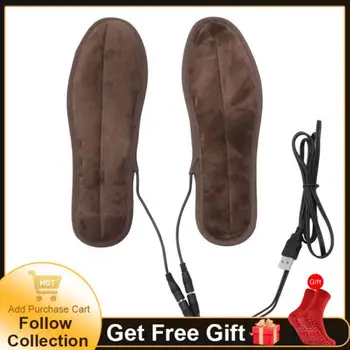 Стельки с подогревом, вставки для зимней обуви, электрические стельки для обуви с USB-зарядкой, сохраняющие тепло благодаря меховым подушечкам для ног, стельки для обуви с подогревом