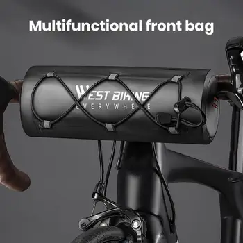 Сумка для поездок на работу, водонепроницаемая передняя сумка для велосипеда, вместительная нескользящая крепежная лента, идеальное велосипедное снаряжение для Mtb Road