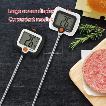 Термометр мгновенного считывания для гриля и приготовления пищи, водонепроницаемый термометр с 9,8-дюймовым зондом, пищевой зонд для кухни