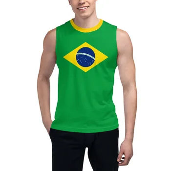 Футболка без рукавов с бразильским флагом, 3D мужская футболка для мальчиков, майки для тренажерных залов, джоггеры для бега трусцой, баскетбольный тренировочный жилет