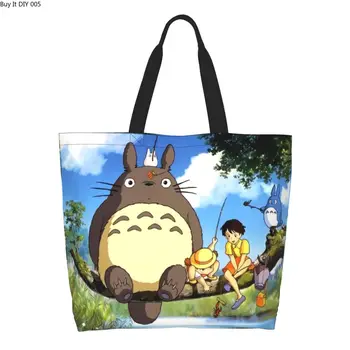 Холщовая сумка для покупок My Neighbor Totoros, женская многоразовая сумка для покупок большой емкости, сумки для покупок Forest Spirit
