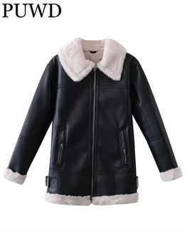 Черная Длинная куртка ZACK RAIN для женщин 2023, зимняя куртка из кожи и меха, куртки с длинными рукавами, шикарная женская верхняя одежда