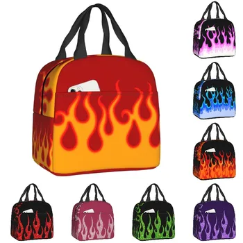 Эстетичный поп-арт Hot Fire Racing Flames Сумка-холодильник для ланча, термоизолированный контейнер для ланча для женщин, детские сумки для еды