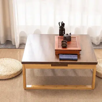 Японские Татами, Маленькое Плавающее окно, Чайный журнальный столик, Складной Бамбуковый Бытовой Низкий Столик На полу, Квадратный стол из массива дерева